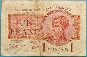 1 franc Mines domaniales de la Sarre type 1920