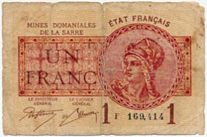 1 franc Mines domaniales de la Sarre type 1920