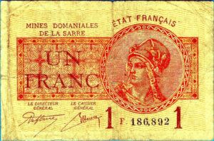 1 franc Mines domaniales de la Sarre type 1920