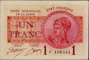 1 franc Mines domaniales de la Sarre type 1920