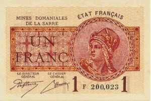 1 franc Mines domaniales de la Sarre type 1920