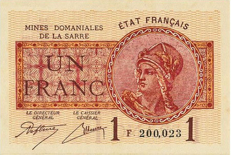 1 franc Mines domaniales de la Sarre type 1920