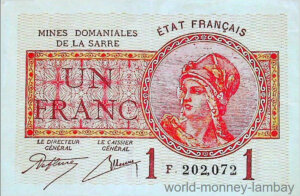 1 franc Mines domaniales de la Sarre type 1920