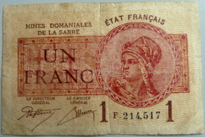 1 franc Mines domaniales de la Sarre type 1920