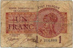 1 franc Mines domaniales de la Sarre type 1920