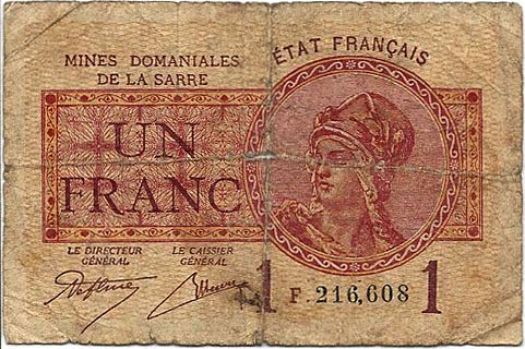 1 franc Mines domaniales de la Sarre type 1920