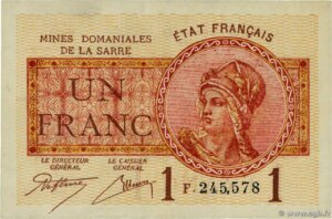 1 franc Mines domaniales de la Sarre type 1920