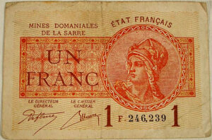 1 franc Mines domaniales de la Sarre type 1920