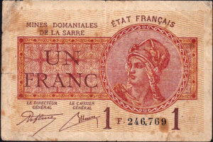 1 franc Mines domaniales de la Sarre type 1920