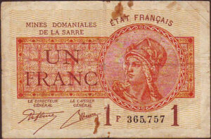 1 franc Mines domaniales de la Sarre type 1920