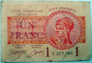 1 franc Mines domaniales de la Sarre type 1920