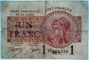 1 franc Mines domaniales de la Sarre type 1920