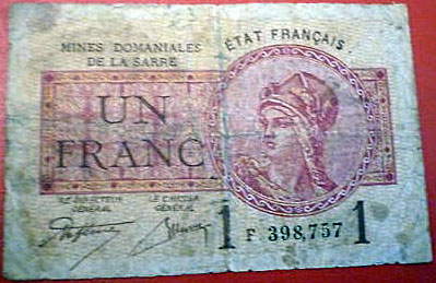 1 franc Mines domaniales de la Sarre type 1920