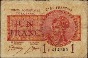 1 franc Mines domaniales de la Sarre type 1920