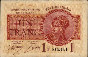 1 franc Mines domaniales de la Sarre type 1920