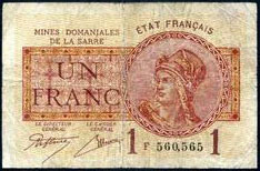 1 franc Mines domaniales de la Sarre type 1920