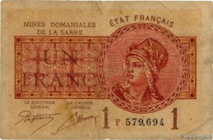 1 franc Mines domaniales de la Sarre type 1920