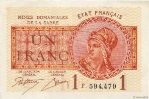 1 franc Mines domaniales de la Sarre type 1920