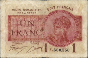 1 franc Mines domaniales de la Sarre type 1920