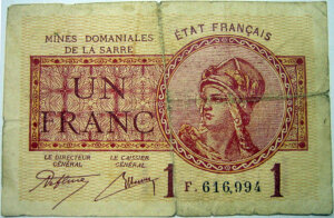 1 franc Mines domaniales de la Sarre type 1920