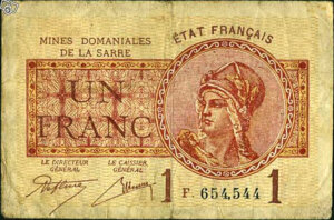 1 franc Mines domaniales de la Sarre type 1920