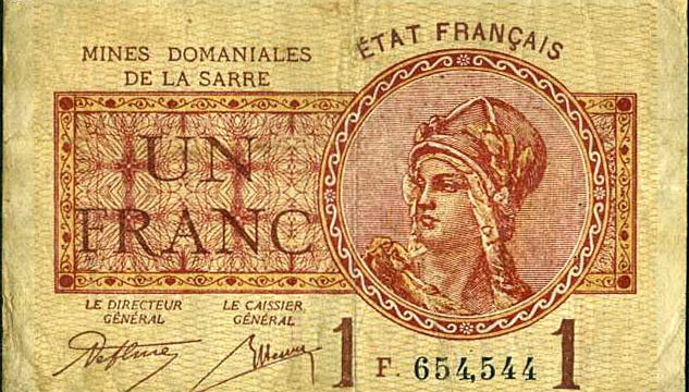 1 franc Mines domaniales de la Sarre type 1920