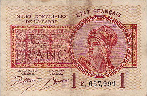 1 franc Mines domaniales de la Sarre type 1920