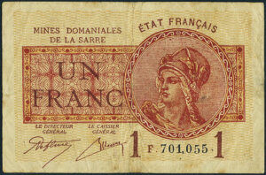 1 franc Mines domaniales de la Sarre type 1920