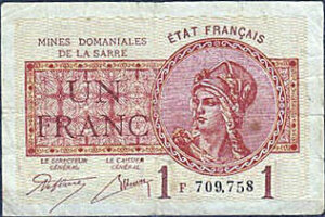 1 franc Mines domaniales de la Sarre type 1920