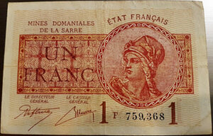 1 franc Mines domaniales de la Sarre type 1920