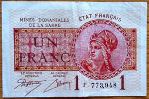 1 franc Mines domaniales de la Sarre type 1920