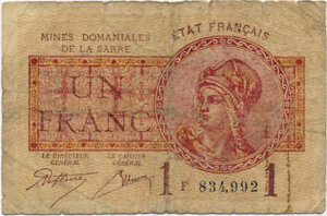 1 franc Mines domaniales de la Sarre type 1920