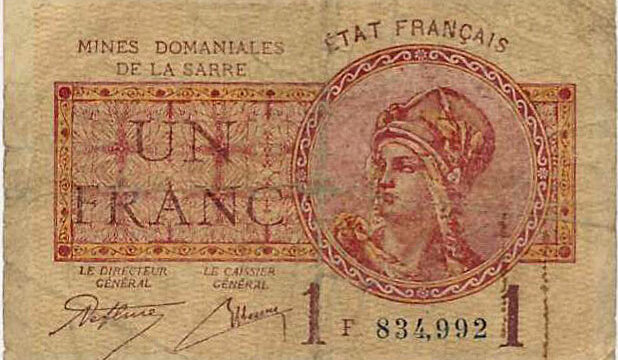 1 franc Mines domaniales de la Sarre type 1920