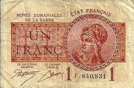 1 franc Mines domaniales de la Sarre type 1920