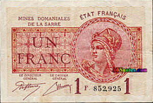 1 franc Mines domaniales de la Sarre type 1920