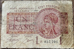 1 franc Mines domaniales de la Sarre type 1920