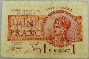 1 franc Mines domaniales de la Sarre type 1920