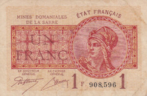 1 franc Mines domaniales de la Sarre type 1920