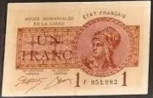 1 franc Mines domaniales de la Sarre type 1920