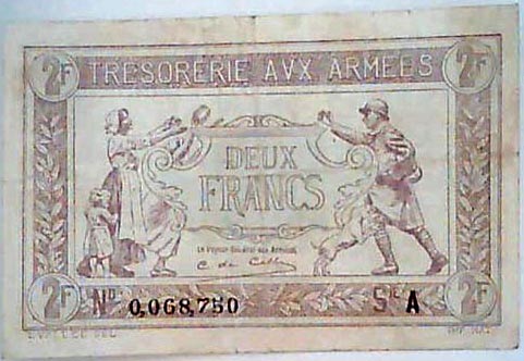 2 francs Trésorerie aux armées type 1917