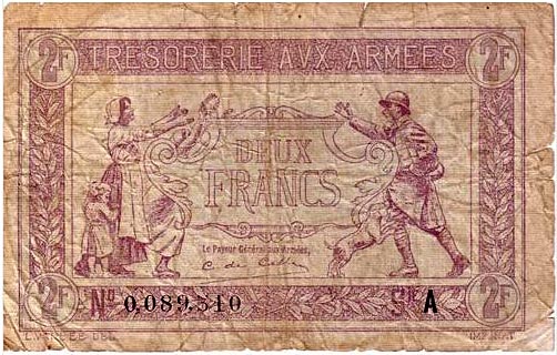 2 francs Trésorerie aux armées type 1917