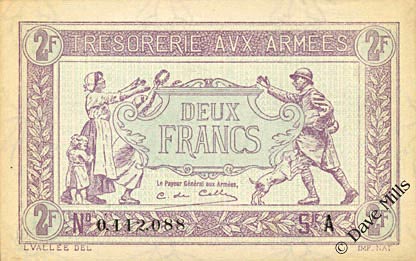 2 francs Trésorerie aux armées type 1917