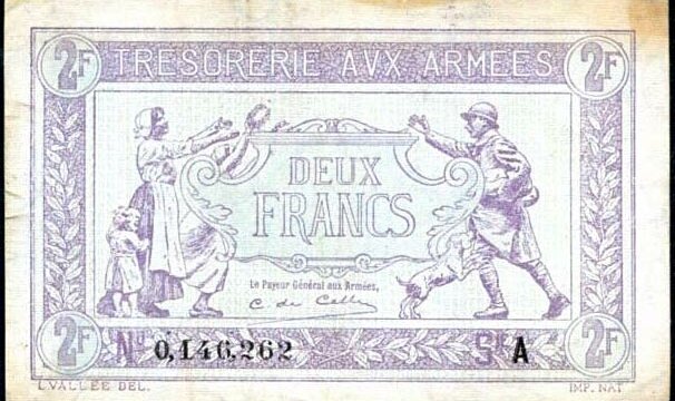 2 francs Trésorerie aux armées type 1917