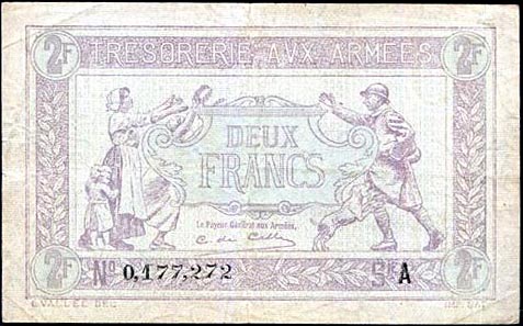 2 francs Trésorerie aux armées type 1917