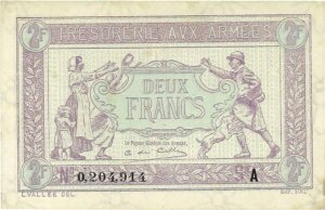 2 francs Trésorerie aux armées type 1917