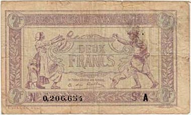 2 francs Trésorerie aux armées type 1917