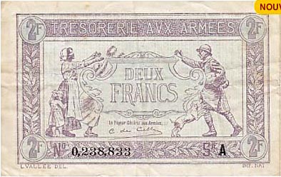 2 francs Trésorerie aux armées type 1917