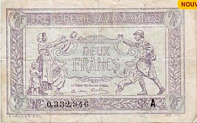 2 francs Trésorerie aux armées type 1917