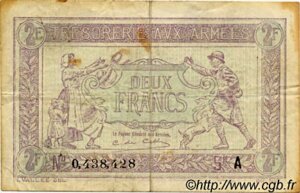 2 francs Trésorerie aux armées type 1917