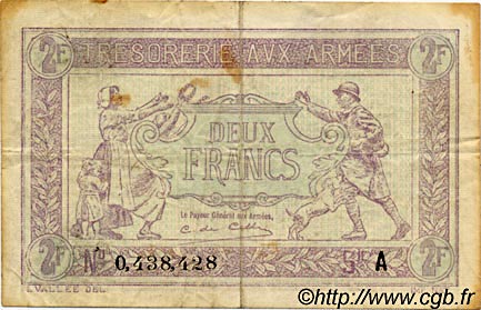 2 francs Trésorerie aux armées type 1917